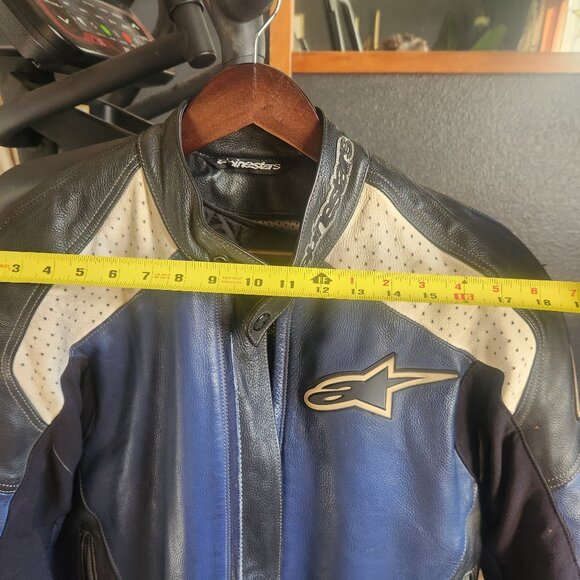 Alpinestars Leather Motorcycle Jacket US 42  - Blue/Black/White Sport Riding - Picture 7 of 12